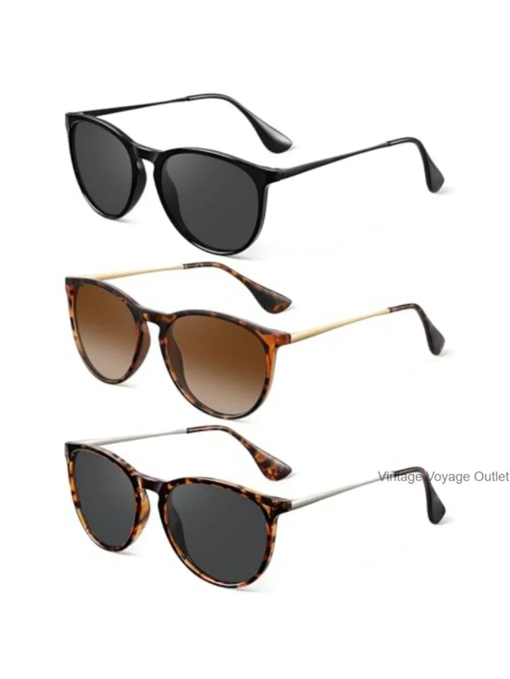 Retro Polarized Round Sunglasses with UV Protection, Lightweight Metal Frame